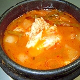スン豆腐チゲ　本場韓国の食堂風に卵プラスのレシピ